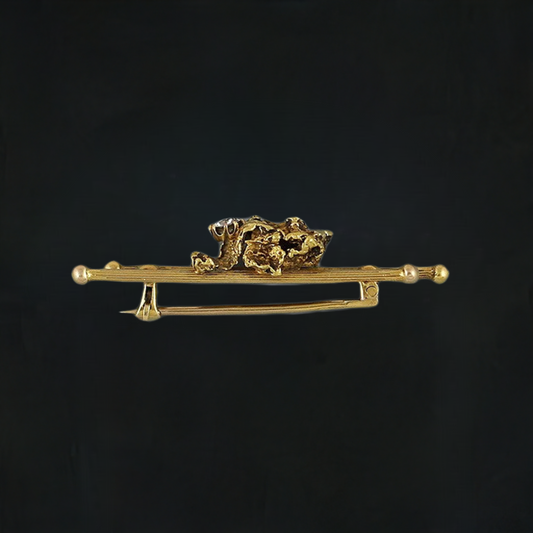 Alaskan Gold Rush Real 14k and 22k Gold Nugget Diamond Pin Brooch