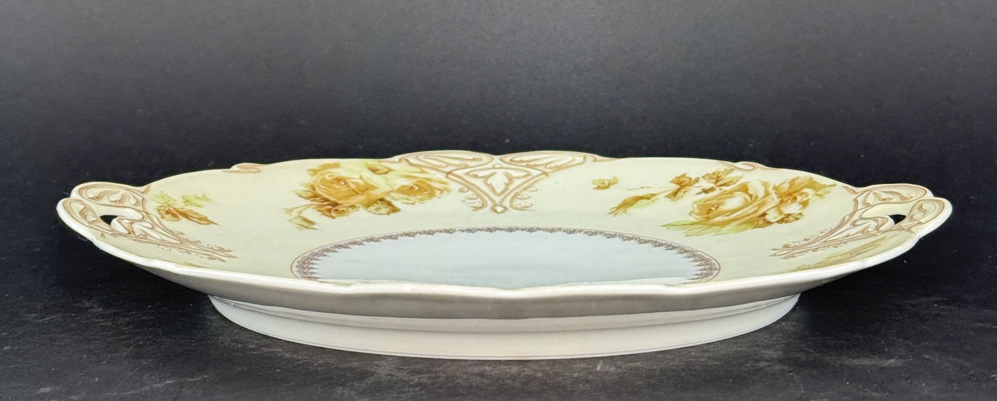 H. Ohme Silesia Old Ivory Clairon Round Double Handle Serving Platter Plate