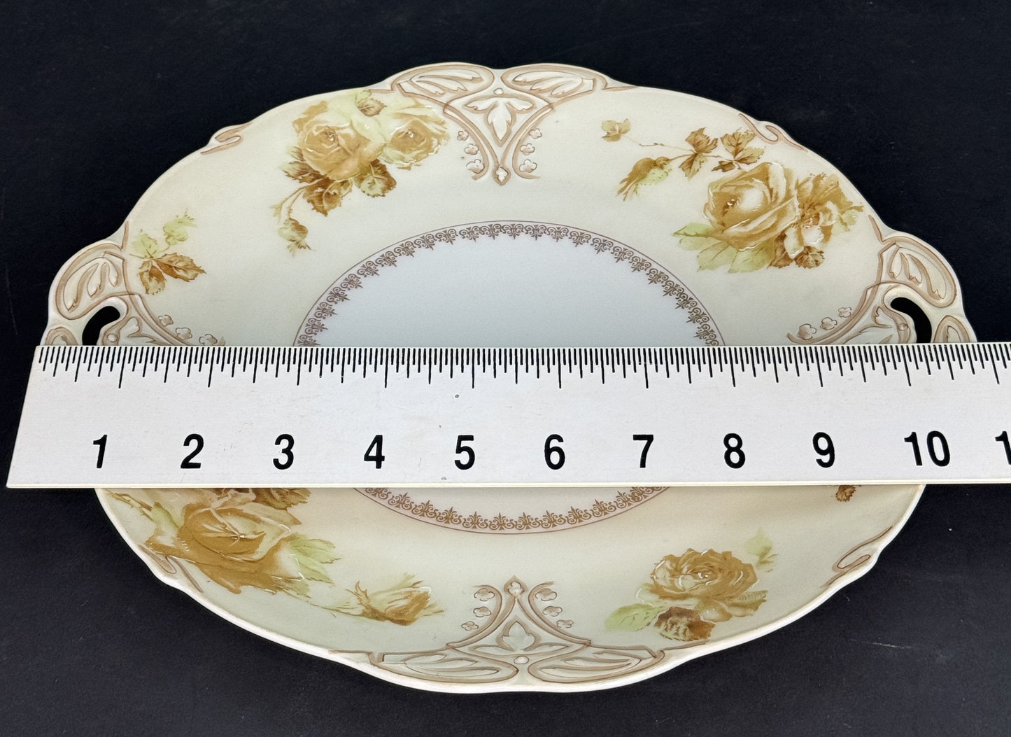 H. Ohme Silesia Old Ivory Clairon Round Double Handle Serving Platter Plate
