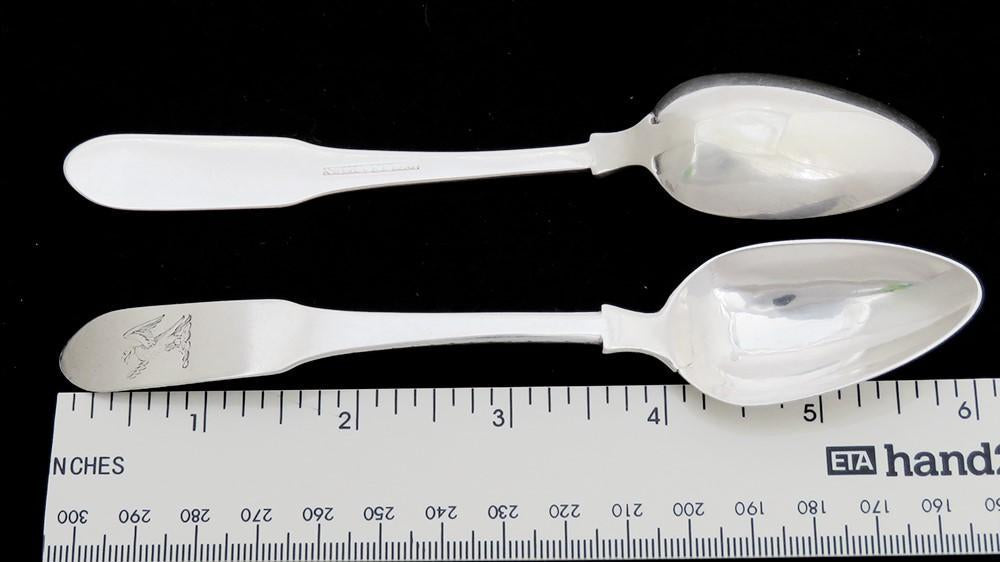 6 Great Coin Silver Coffee Spoons Eagle Crest Samuel Williamson 6 Inches 1800