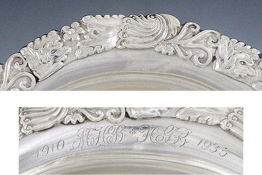 Antique 1824 Early Kirk Coin Silver Compote Raised Serving Dish 8"