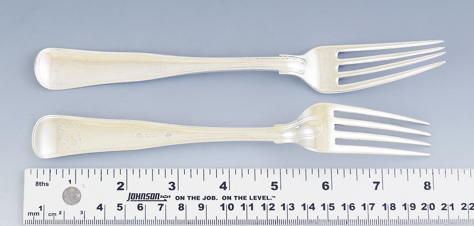 Late 1800s/early 1900s Superb set 12 P. Hertz Old Danish Silver Dinner Forks