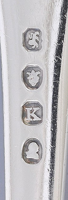 Antique 1805 English Georgian Sterling Silver Onslow Scroll Serving Spoon