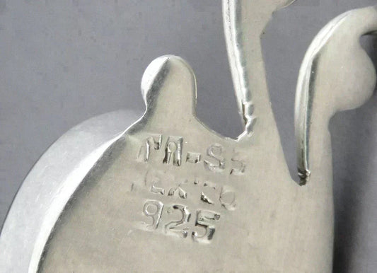 Stylish Pair VTG Mexico Sterling Silver Onyx Swirl Stud Earrings