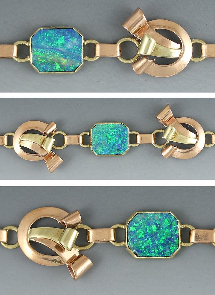 American Retro 14k Rose & Yellow Gold Opal Bracelet