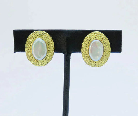 Designer 18K Yellow Gold Weaved Edge Baroque Pearl Earrings