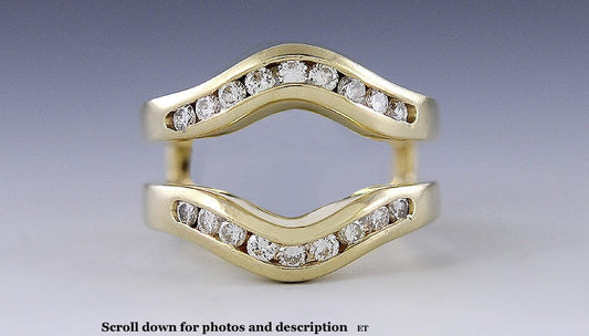 Nice 18k Yellow Gold & ~1/2 Carat Diamond Guard Ring