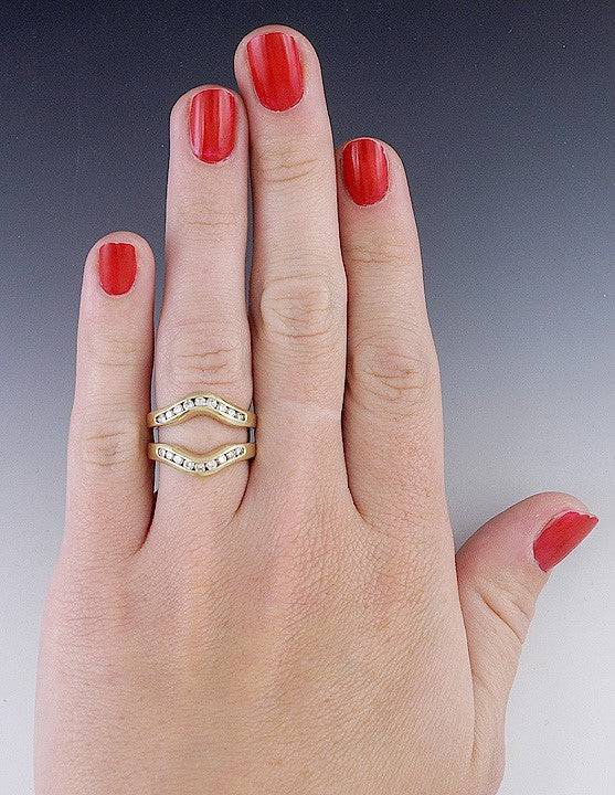 Nice 18k Yellow Gold & ~1/2 Carat Diamond Guard Ring
