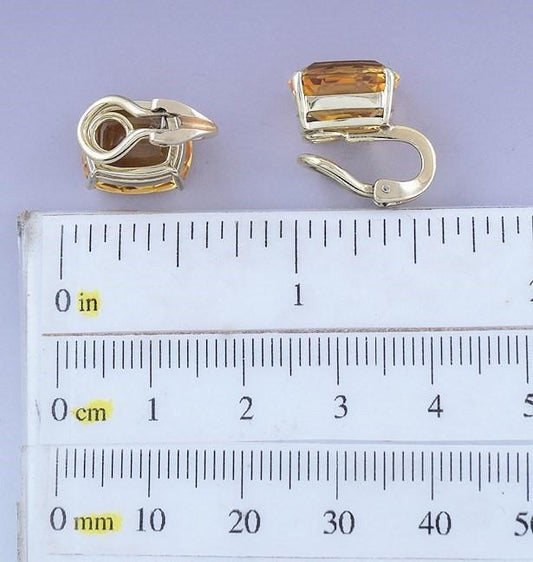 Lovely Pair 14k Yellow Gold & Citrine Clipback Earrings