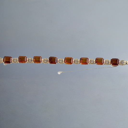 High End 18K Yellow Gold & Faceted Citrine Linked Bracelet