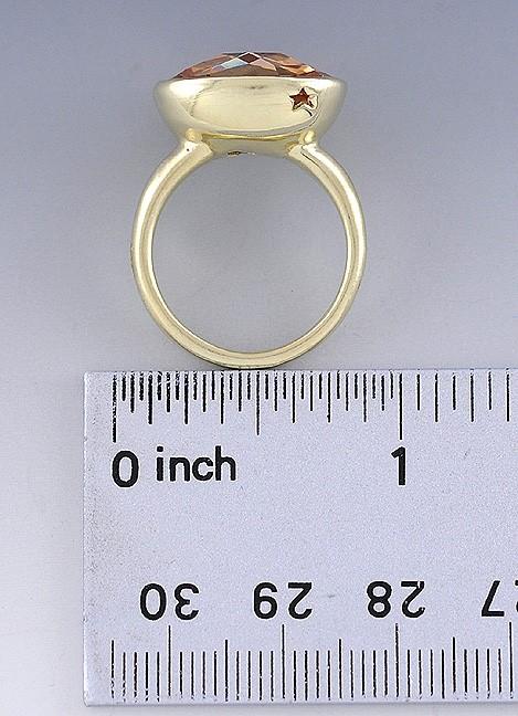 Cute 14K Gold & Yellow Stone Art Ring Star Design Size 6.75