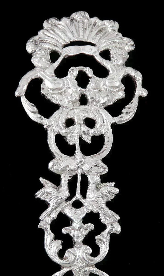 Antique 1890s Hanau Germany Silver Dutch Colonial Style Cherub Serving Fork