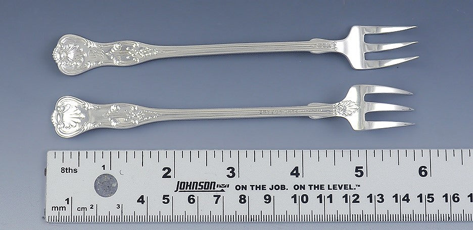 11 Antique Sterling Silver Gorham Kings III 1885 Seafood Cocktail Forks