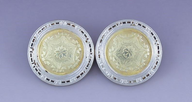 Antique c1910s-1920s Classic Pair 14k Gold Two Tone Cufflinks