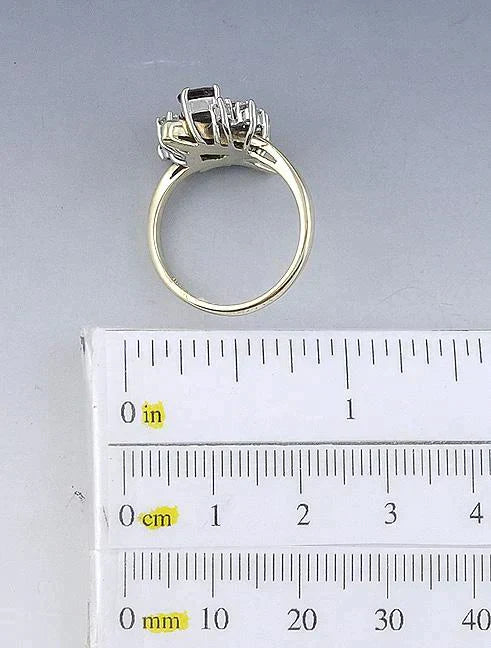 Vintage 14k Yellow Gold Diamond Ruby Gemstone Asymmetrical Ring Artisan Jewelry