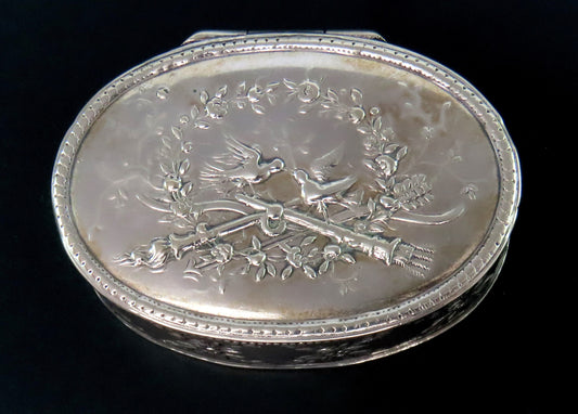 Nice J Kurz German Silver Small Oval Dresser Box No Mono 3/4" Tall