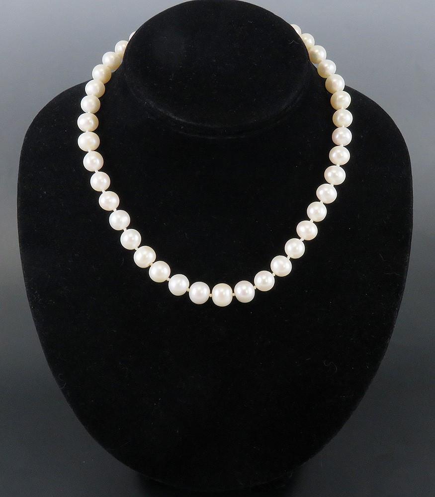 Striking 9.5-10mm Baroque Pearl Single Strand Necklace w Sterling Filigree Clasp