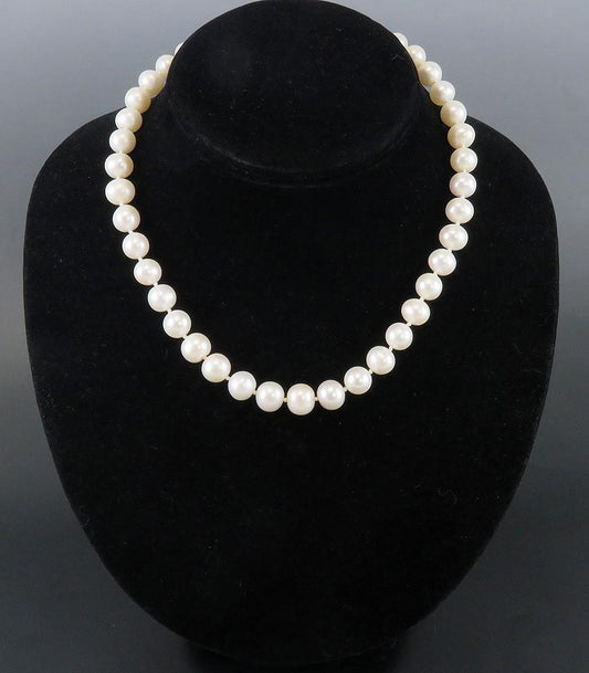 Striking 9.5-10mm Baroque Pearl Single Strand Necklace w Sterling Filigree Clasp