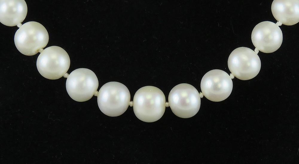 Striking 9.5-10mm Baroque Pearl Single Strand Necklace w Sterling Filigree Clasp