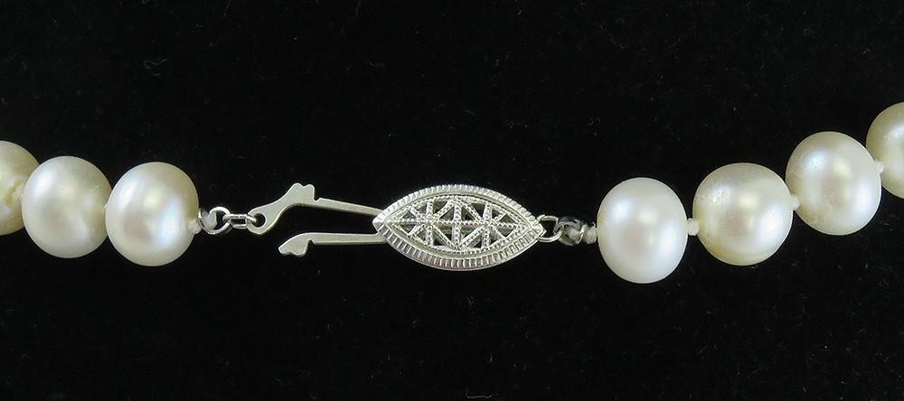 Striking 9.5-10mm Baroque Pearl Single Strand Necklace w Sterling Filigree Clasp