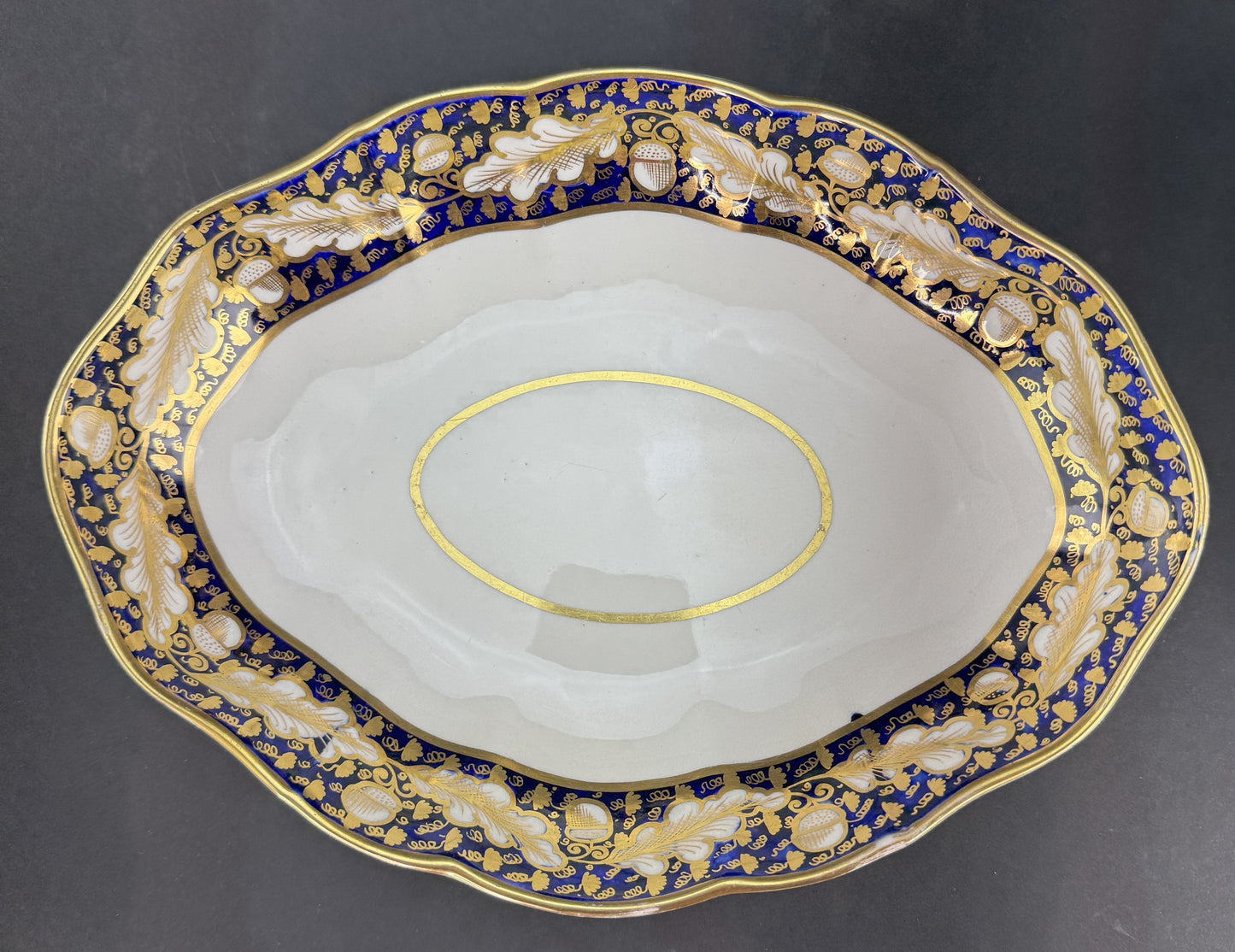 Antique Pair of Old English Derby Cobalt and Gold Serving Bowls circa 1820