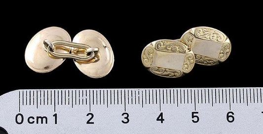 Antique Victorian/Georgian 10k Gold Mens Oval Cufflinks