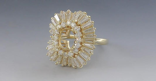 Gorgeous 18k Yellow Gold & Sparkling Diamond Large Ring Setting Ring Mount