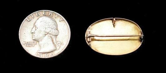 Fabulous American Victorian 14k Yellow Gold and Black Enamel Oval Pin/Pendant