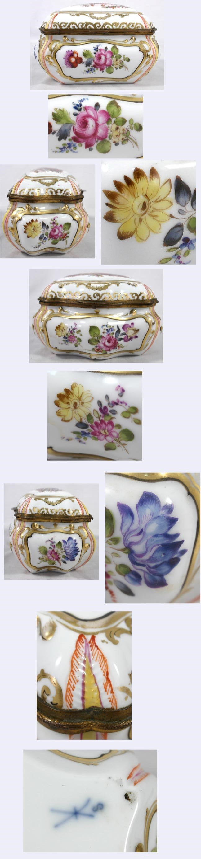 c1870 Hand Painted Louis XIV Porcelain Bronze Mounted Box Samson