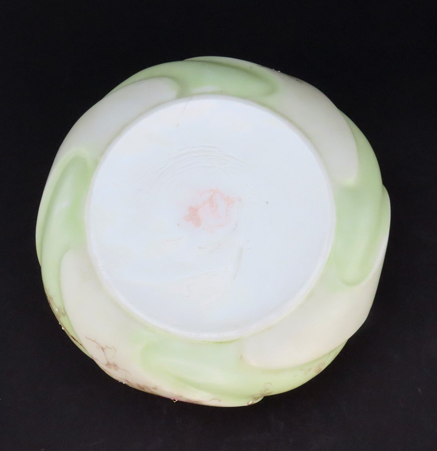 c1900 Rare C.F. Monroe Wavecrest Green Flowers Hand Painted Dresser Jewelry Box