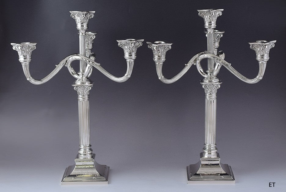 2 Antique 1906 Large German 800 Silver Convertible Candelabra Candlesticks 16"