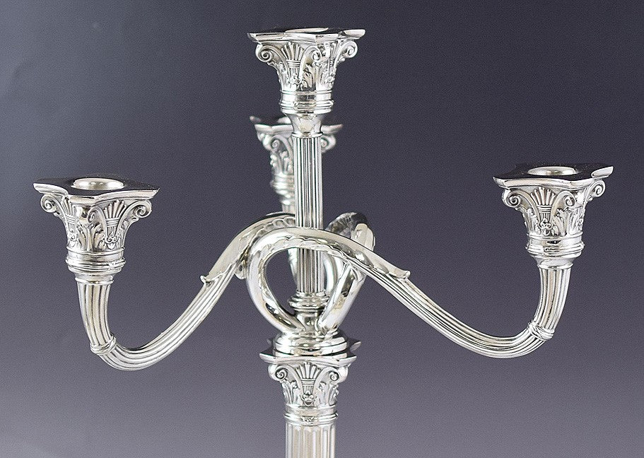 2 Antique 1906 Large German 800 Silver Convertible Candelabra Candlesticks 16"