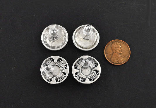 2 Pairs Sterling Silver Earrings Genuine Lapis Stones Pierced