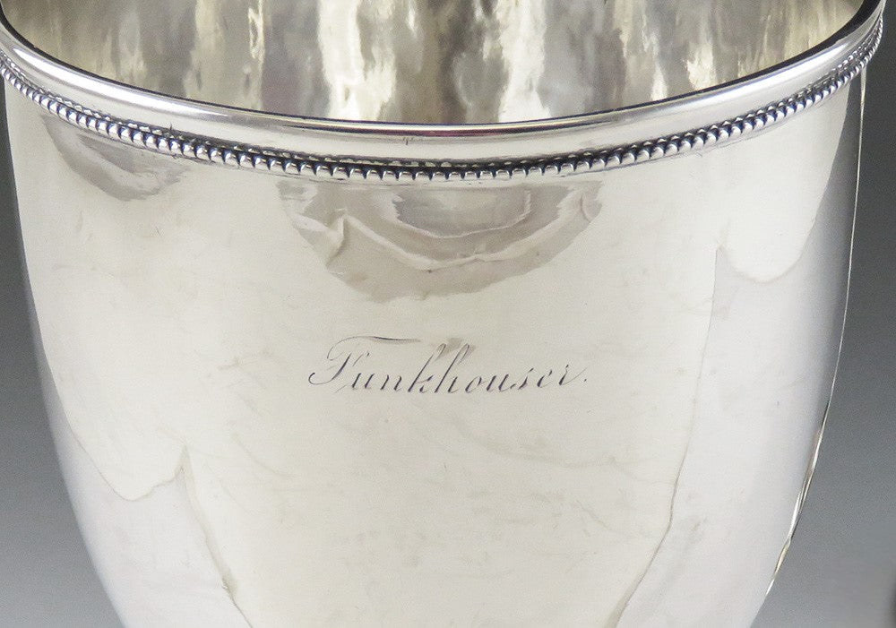 Pair of c1845 Antique American Coin Silver Twisted Stem Goblets