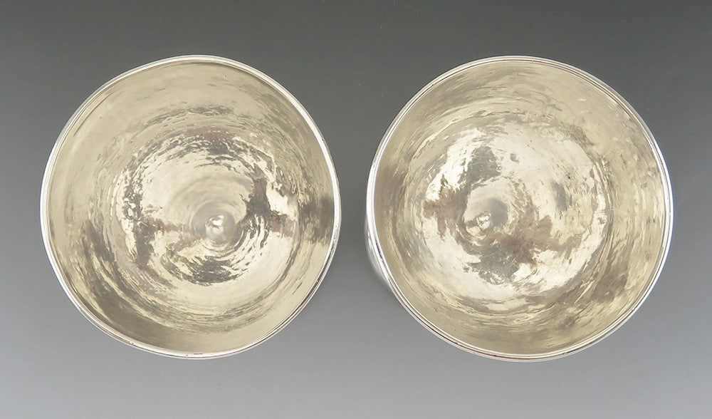 Pair of c1845 Antique American Coin Silver Twisted Stem Goblets