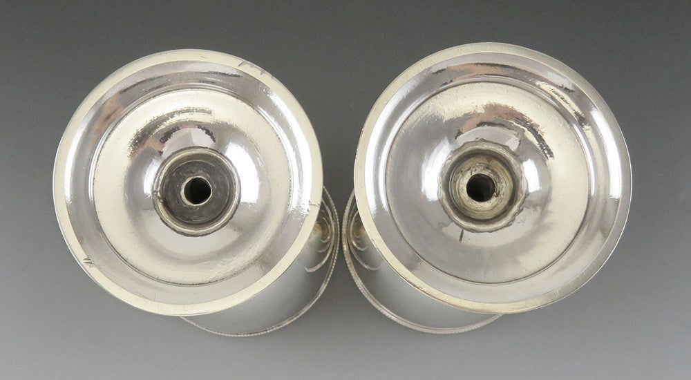 Pair of c1845 Antique American Coin Silver Twisted Stem Goblets