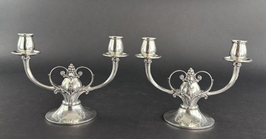 Stylish Pair Gorham Sterling Silver Jensen Style Double Arm Candelabra