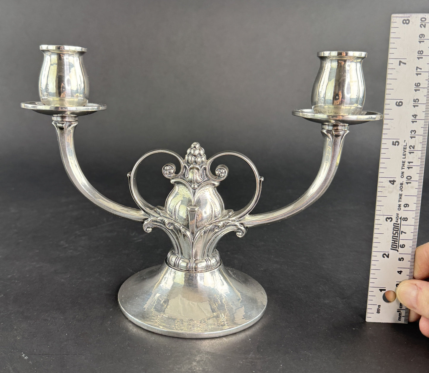 Stylish Pair Gorham Sterling Silver Jensen Style Double Arm Candelabra