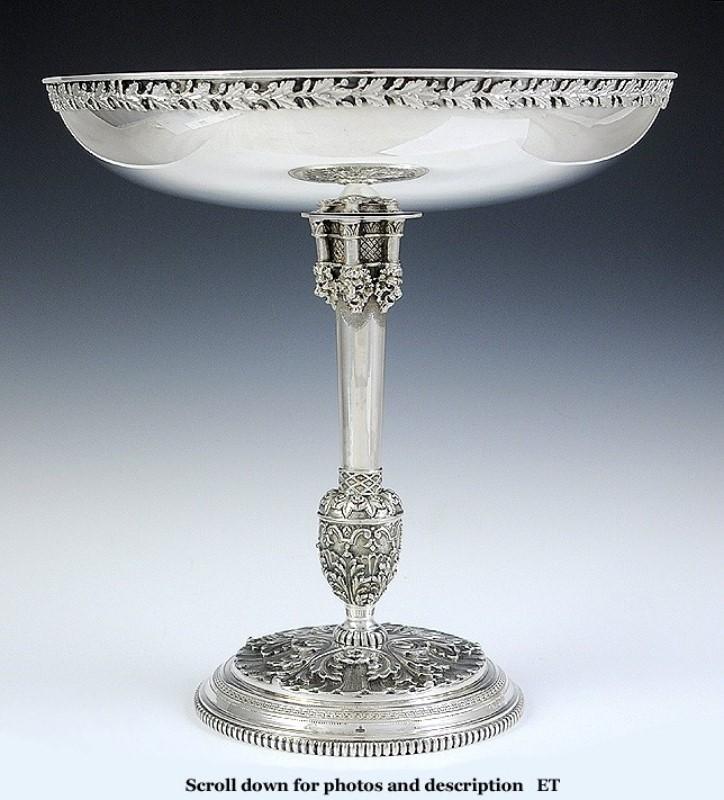 Tall Italian Sterling Silver Compote Medieval/Renaissance Style