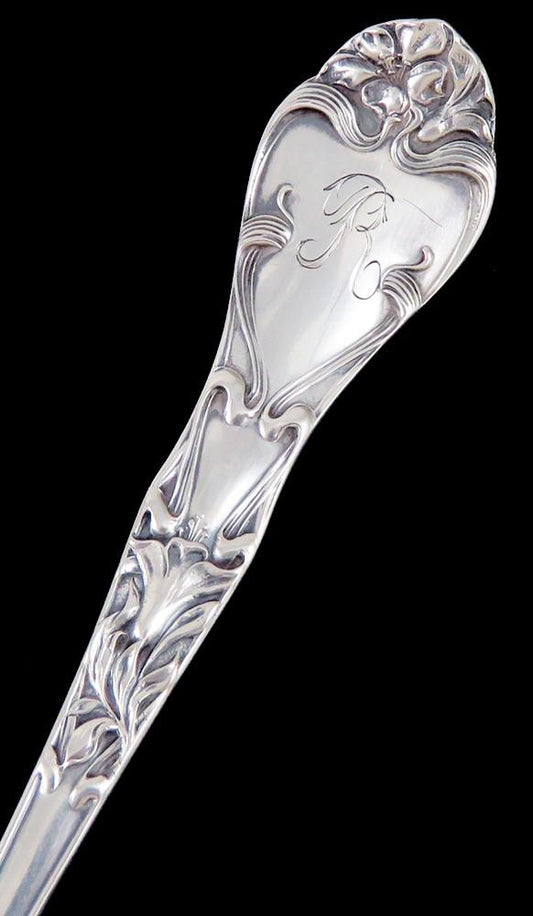 Pretty Art Nouveau Sterling Silver Fish Pastry Server R monogram