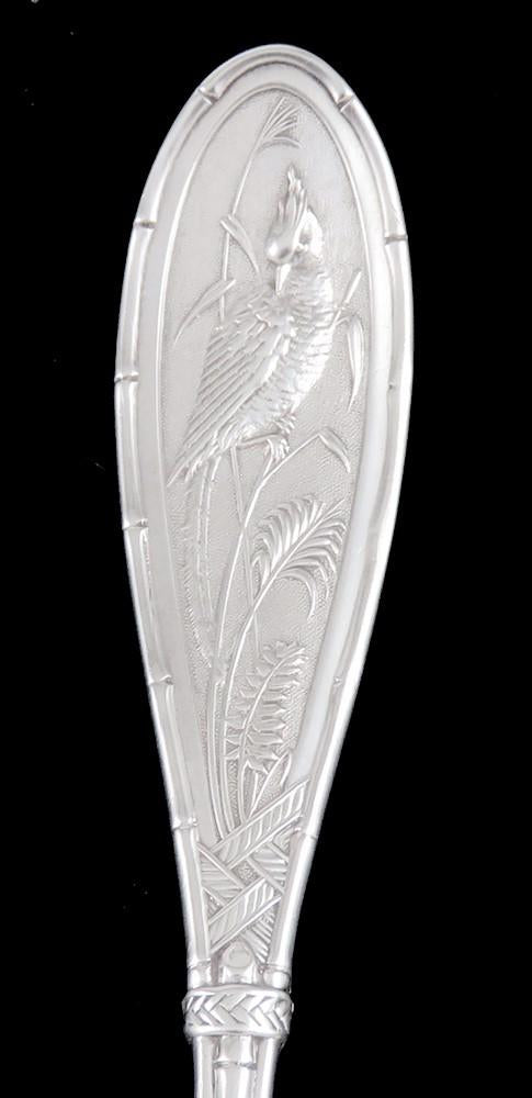 Rare Whiting New Japanese 1874 Sterling Silver Matte Serving Spoon 7 1/2”