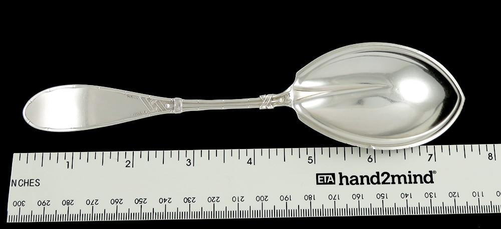 Rare Whiting New Japanese 1874 Sterling Silver Matte Serving Spoon 7 1/2”