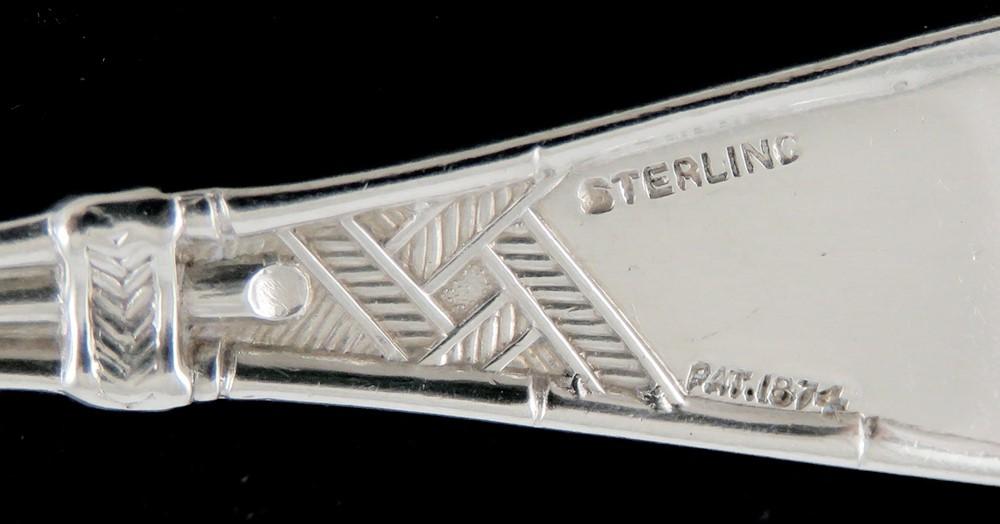 Rare Whiting New Japanese 1874 Sterling Silver Matte Serving Spoon 7 1/2”