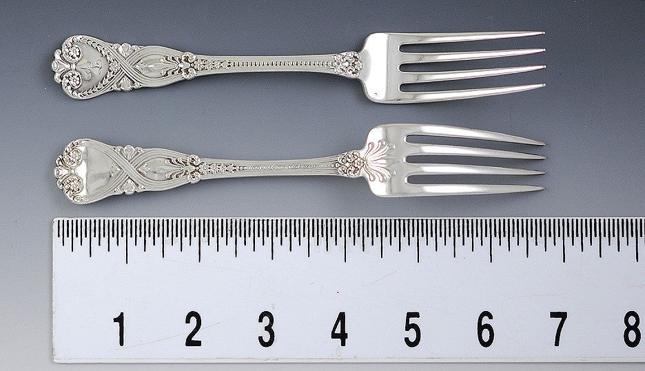 11 Antique c1898 Sterling Silver Tiffany & Co St James Forks 6 3/4"