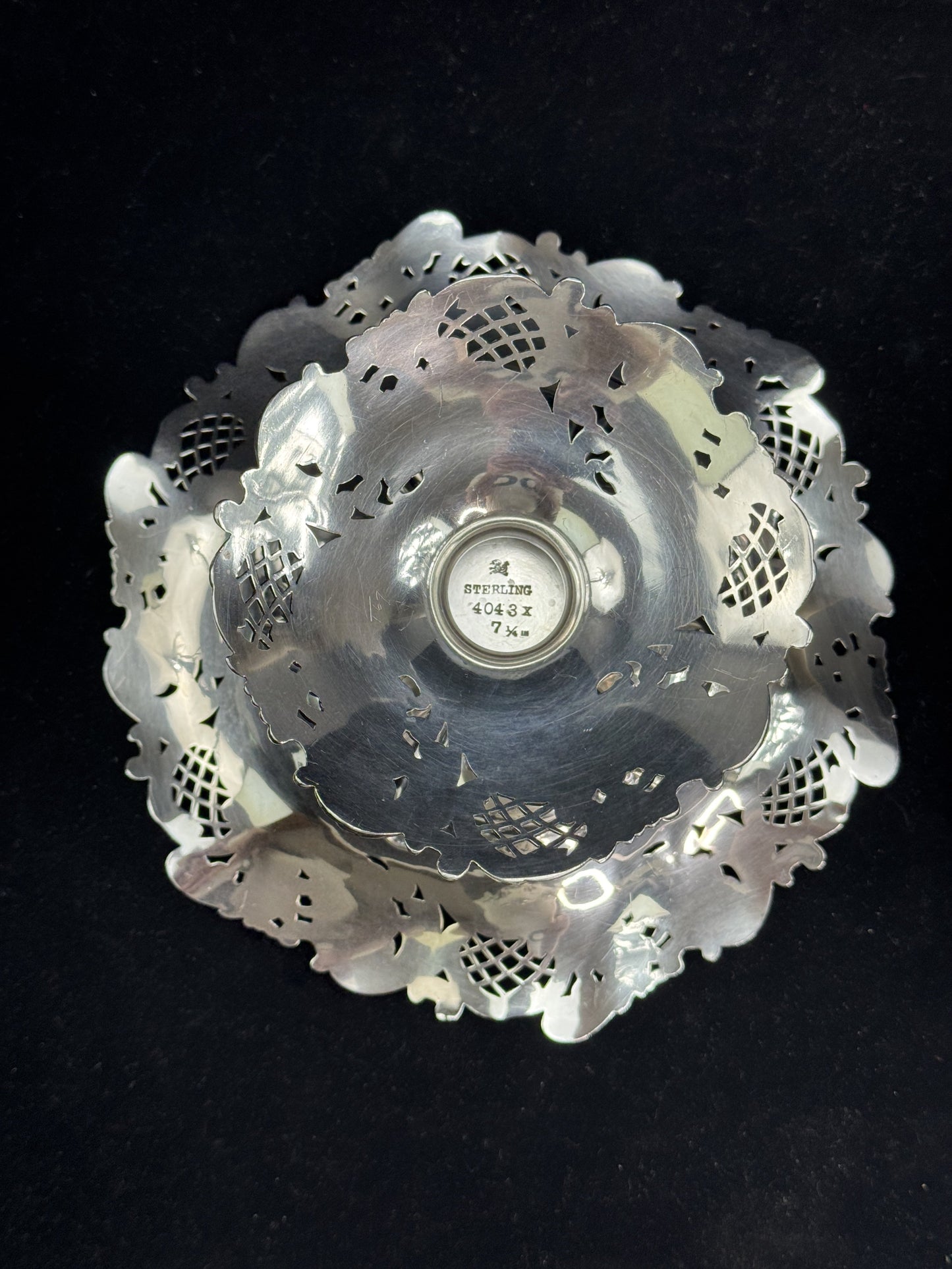 Antique Pair Redlich or Mauser Floral Sterling Silver Compotes