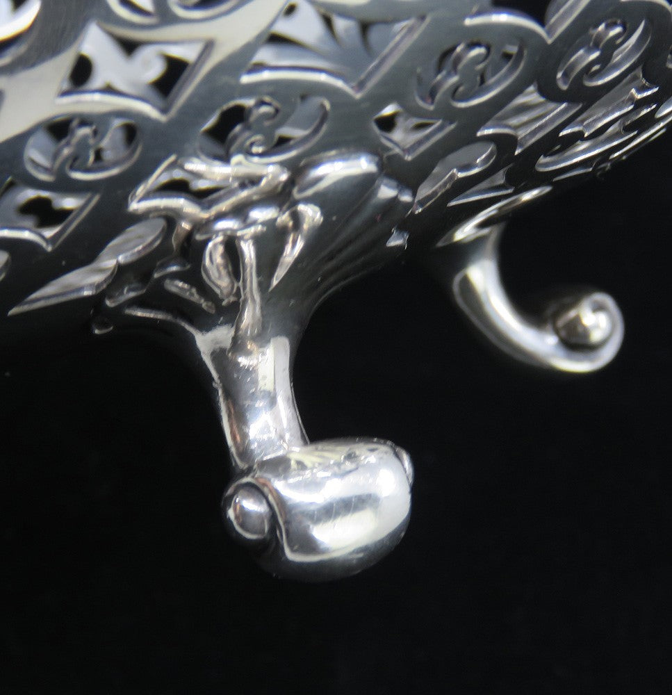 Fine 1888 Howard Co Sterling Silver Heavy Openwork Scroll Foot Bowl Basket