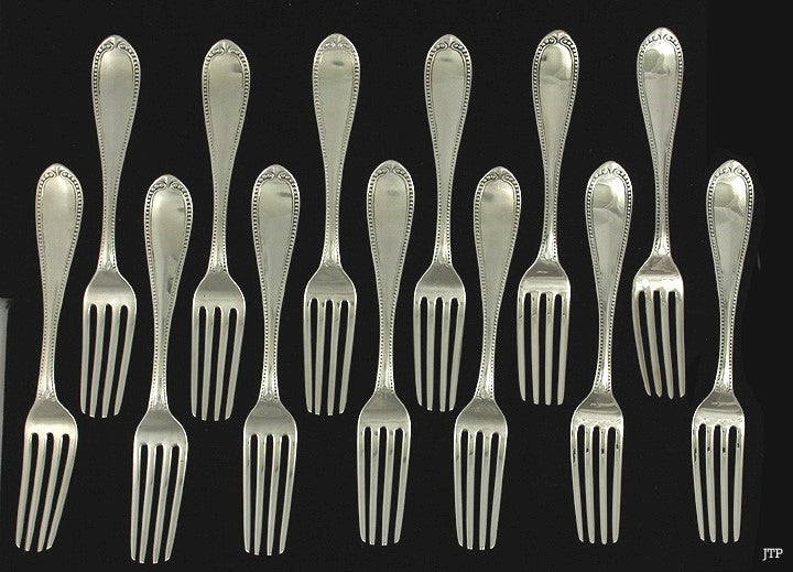 13 Handsome 1820s-50s American Coin Silver Dinner Forks