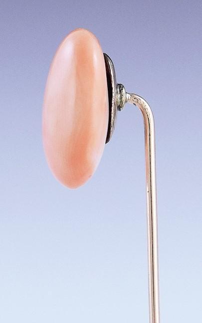 Turn Of The Century 10K Gold & Natural Coral Stickpin c1890