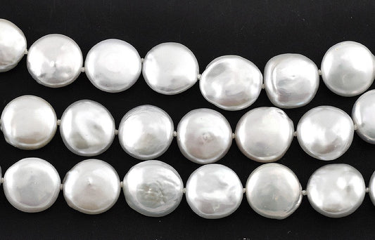 Beautiful 3 Strand Bracelet Sterling Silver Genuine Coin Pearls Freshwater