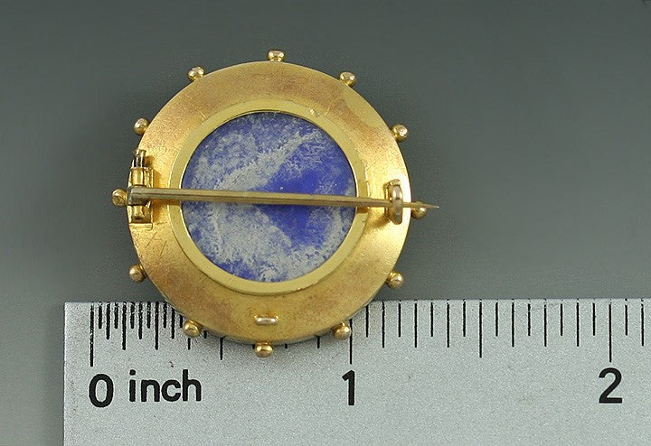 Hand Chased Victorian 14k Gold Pearl Flower Pin Brooch